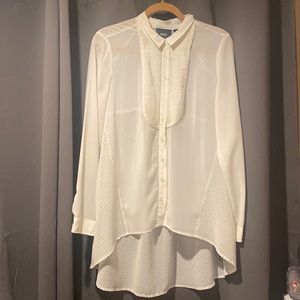Sheer Anthropologie Maeve Tuxedo Blouse
